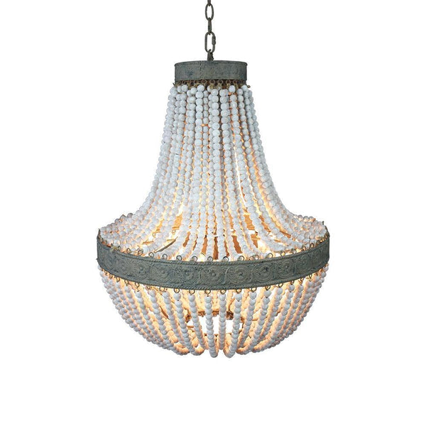 Lustre rétro design vintage en perles de bois | Hansel - Delisse